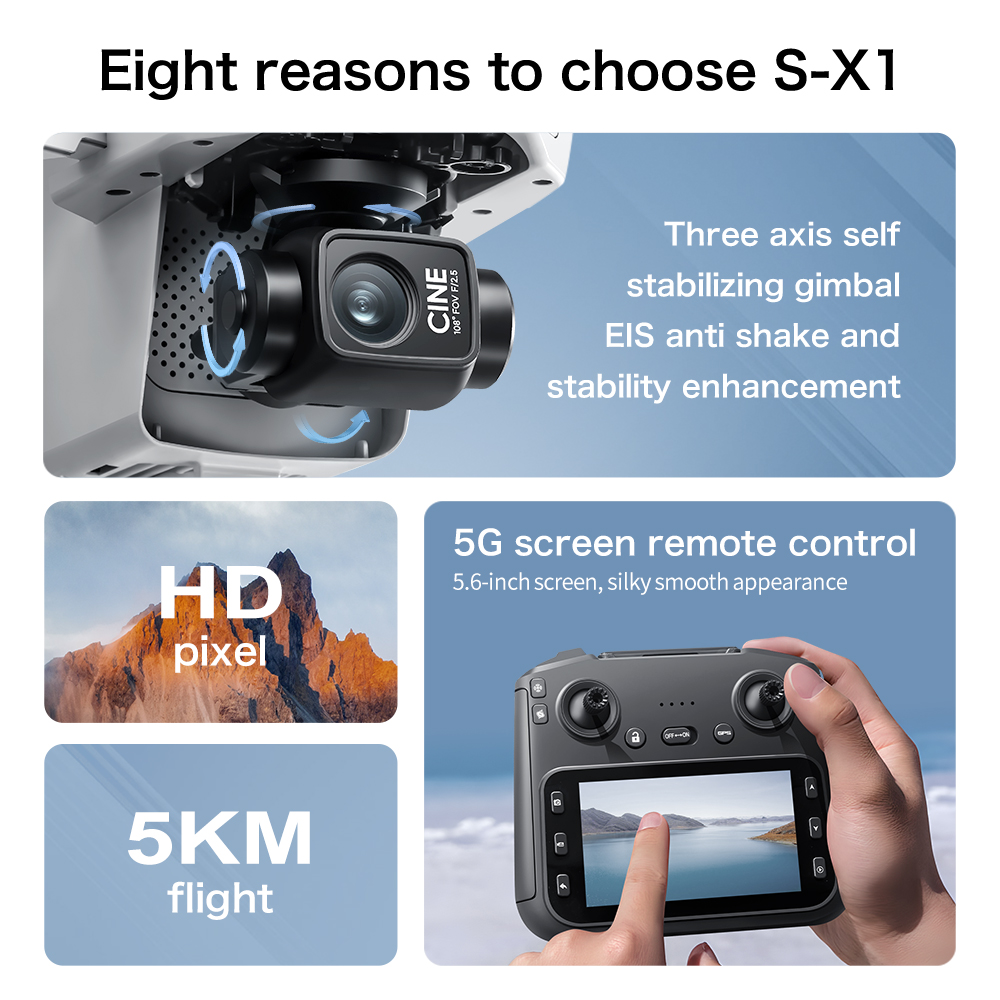 Oryginalny składany dron RC S- – Drone Gimbal 3 Axis recenzja i cena