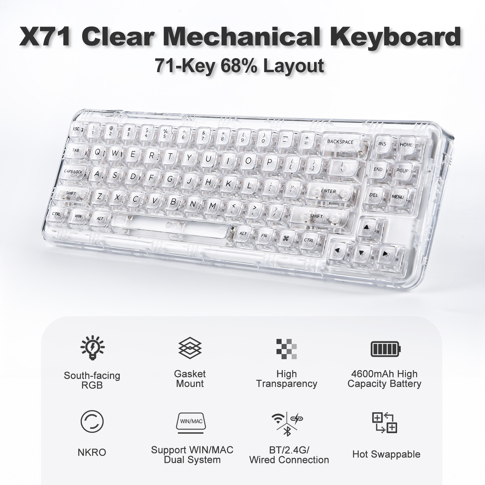 YUNZII X71 biały układ 68% bez – Holy Stone Drone Hs175 recenzja i cena